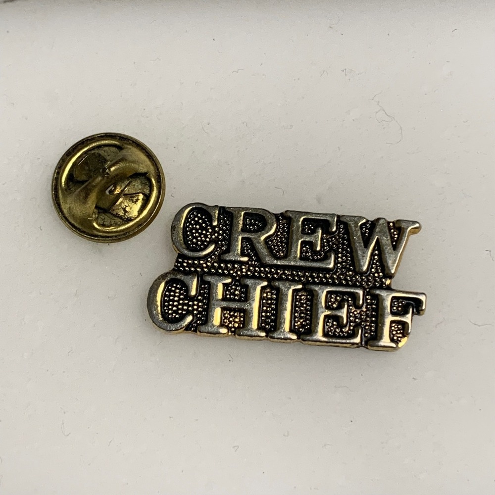Vintage Crew Chief Lapel Pin Gold Silver Tone Two Tone Work Uniform Hat Pin 4483
